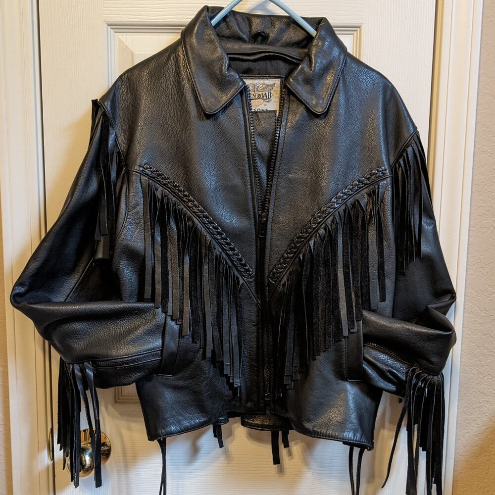 Wilsons Leather Black Fringed Leather Jacket
